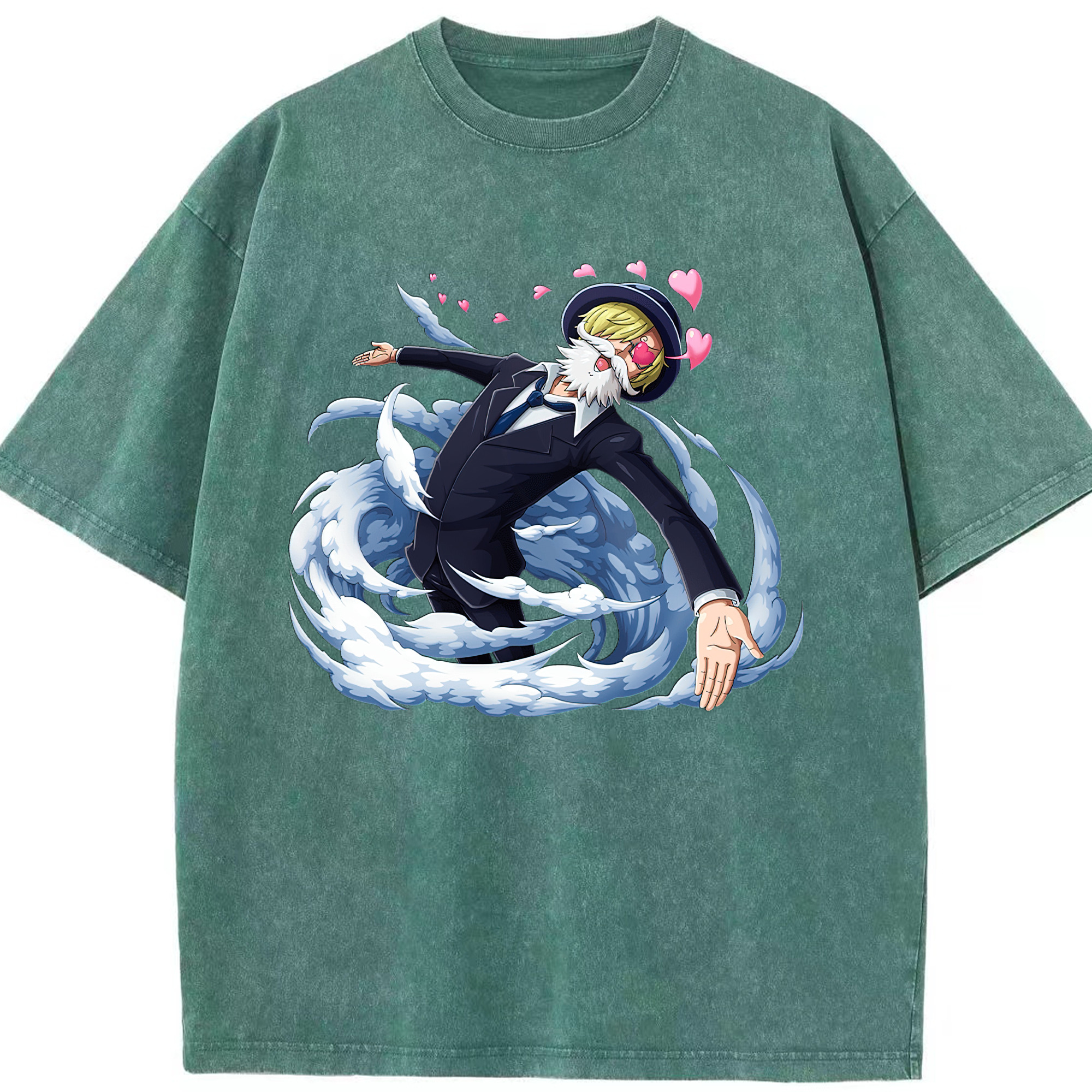 （画像用） ワンピース サンジ ONE PIECE Sanji 綿100% ヴィンテージ風 半袖Tシャツ（フロントプリント）